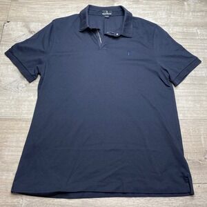 Baobab Polo Shirt Mens‎ XL Pima Cotton Navy Blue Quarter Zip Short Sleeve Logo